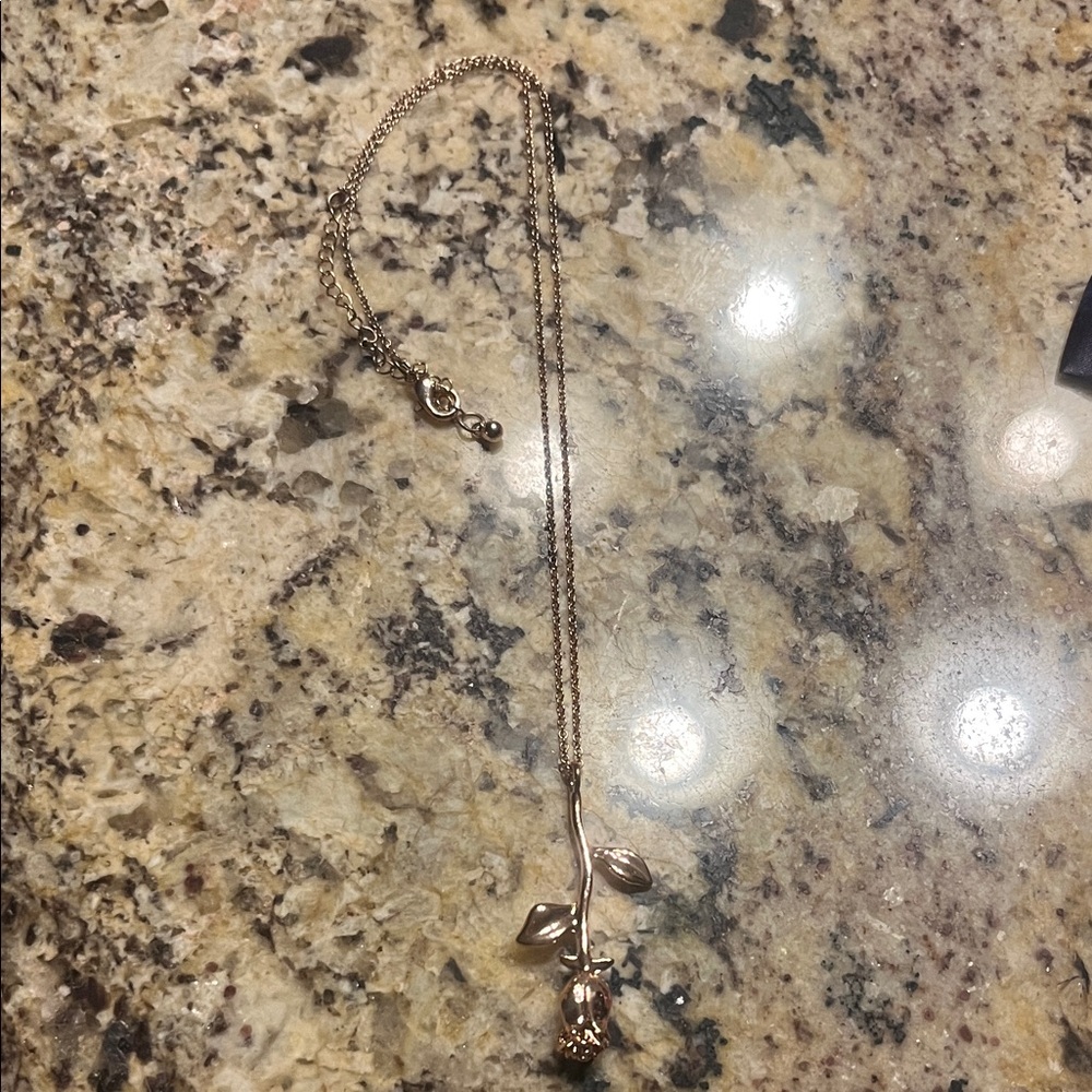 Disney Rose Gold Necklace with Rose Pendant
